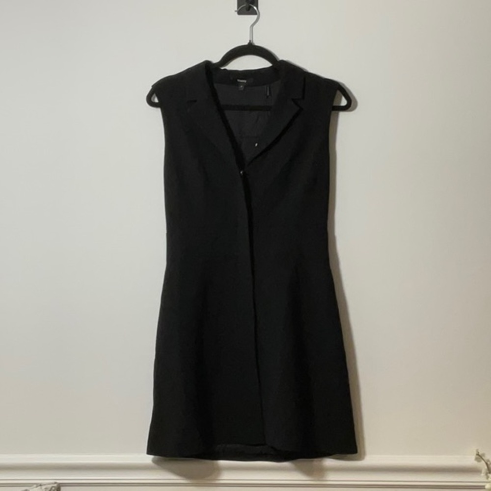 Theory Black Sheath Mini Dress with Notched Collar